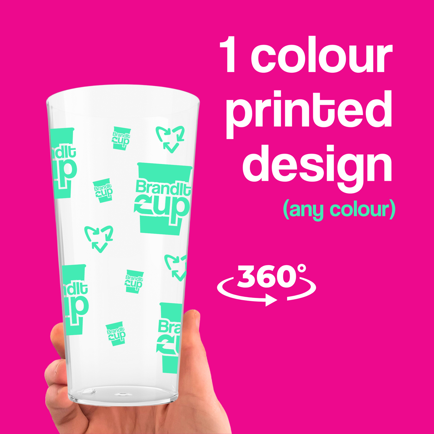 Custom Reusable Half Pint Cup - 1 Colour