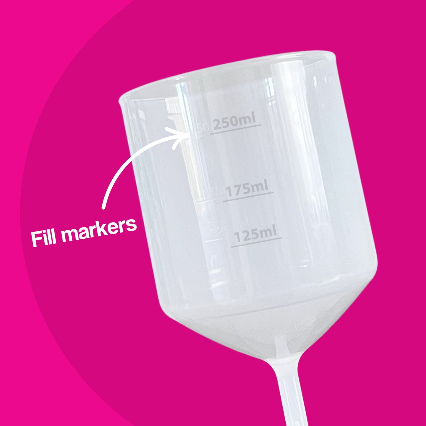 Plain reusable plastic wine cups with markers - stackable design - eco-friendly event cups