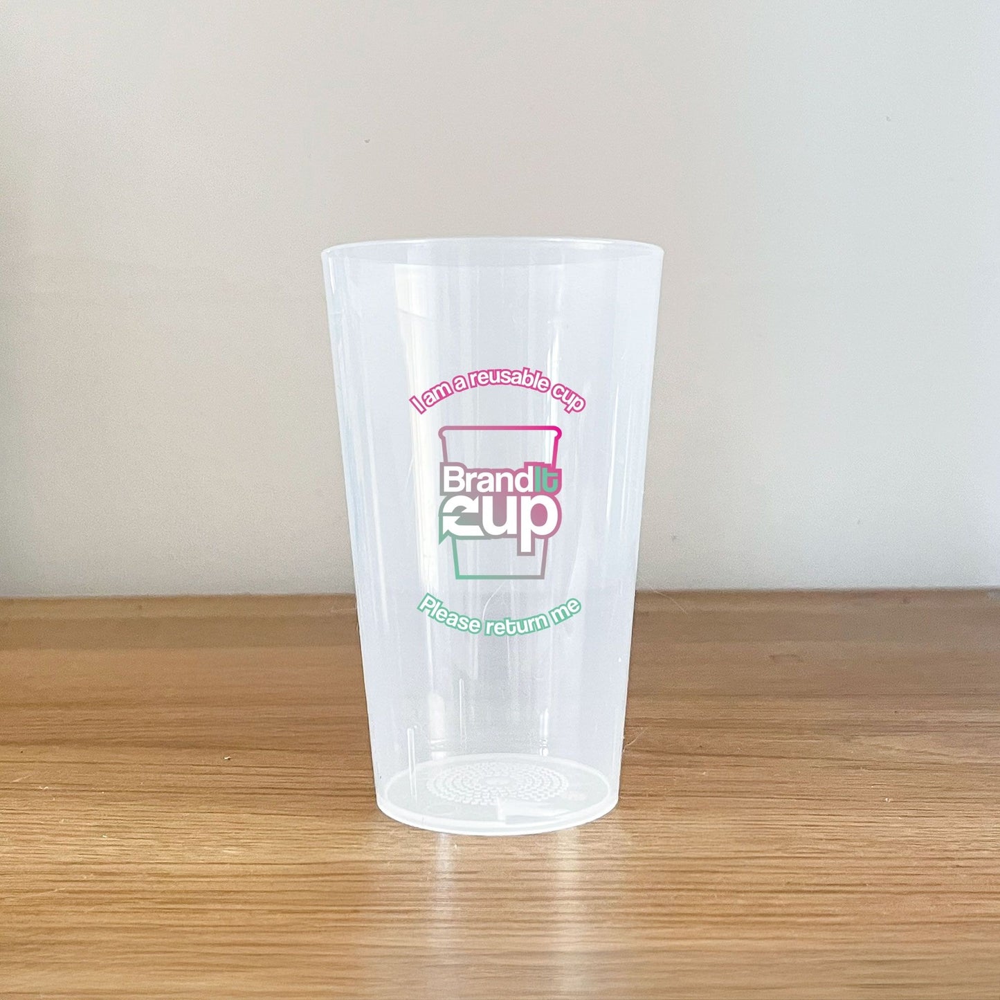 Reusable Plastic Half Pint Cup with logo - full colour IML print - eco-friendly event cups