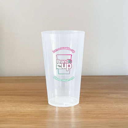 Reusable Plastic Half Pint Cup with logo - full colour IML print - eco-friendly event cups