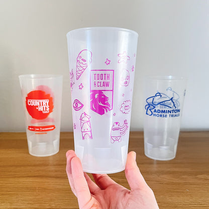 Custom Reusable Pint Cup - Branded Event Cup with logo - 1 Colour Print